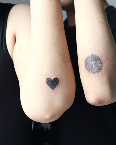 Fingerprint Couple Tattoo on Elbow