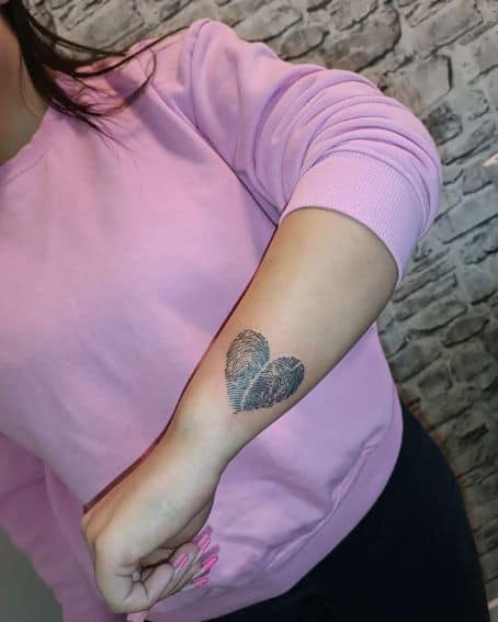 Fingerprint Heart Shaped Tattoo Design