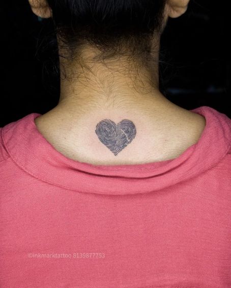 Fingerprint Tattoo on Back Neck