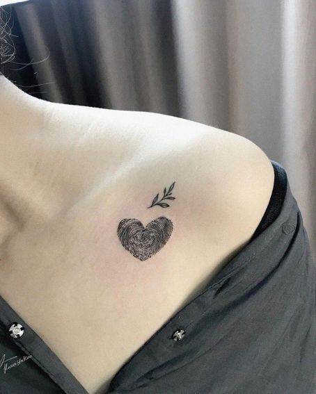 Fingerprint Tattoo with Leaves