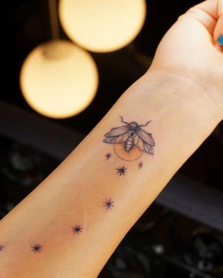 Firefly and Stars Tattoo Design
