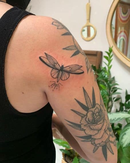 Firefly Tattoo on Back Shoulder