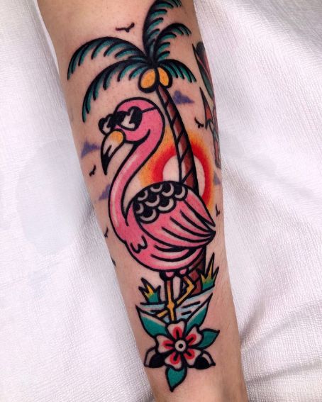 Flamingo Tattoo on Lower Arm