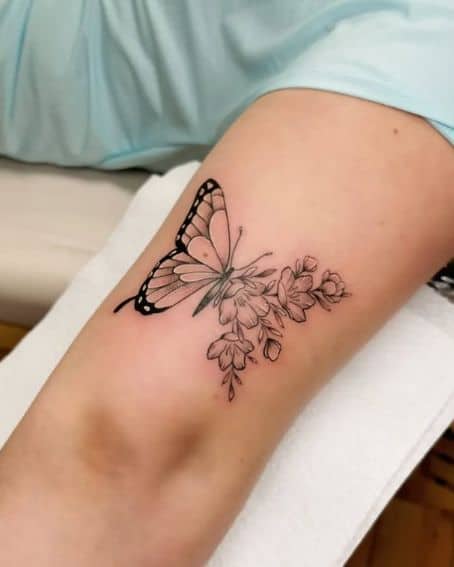 Floral Half Butterfly Tattoo