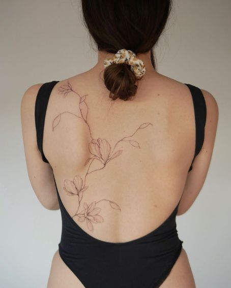 Floral Magnolias Back Tattoo