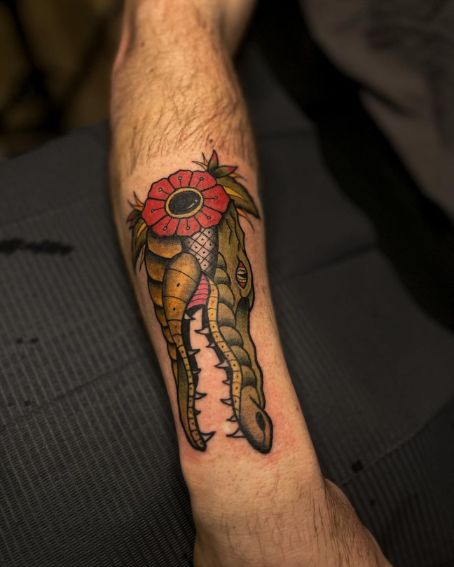 Floral Mixed Gator Tattoo