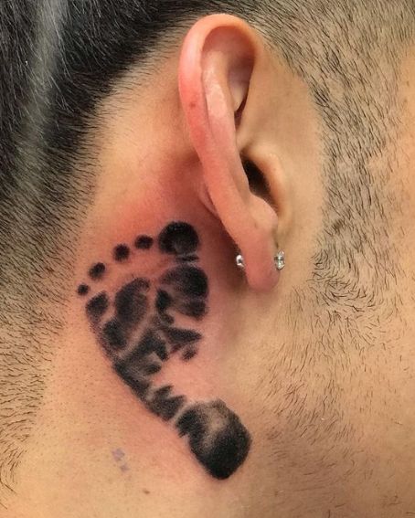 Footprint Tattoo on Neck