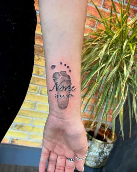 Footprint Tattoo on Wrist