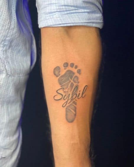 Footprint with Font Tattoo