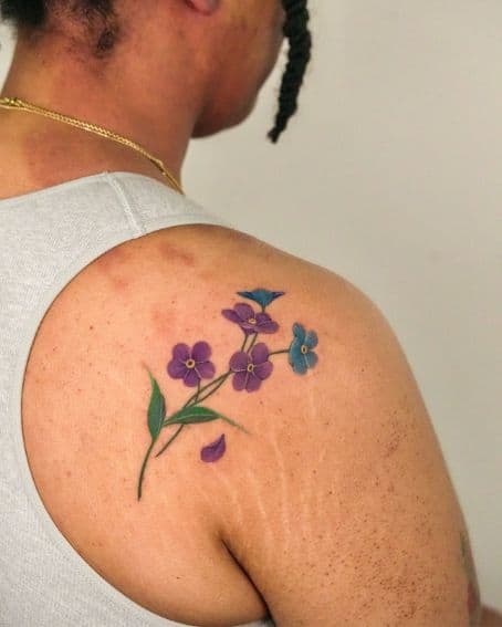 Forget Me Not Tattoo on Back Shoulder