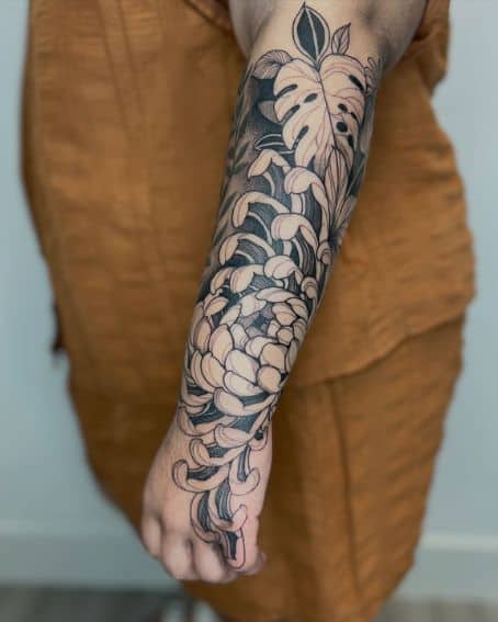 Freehand Chrysanthemum Tattoo