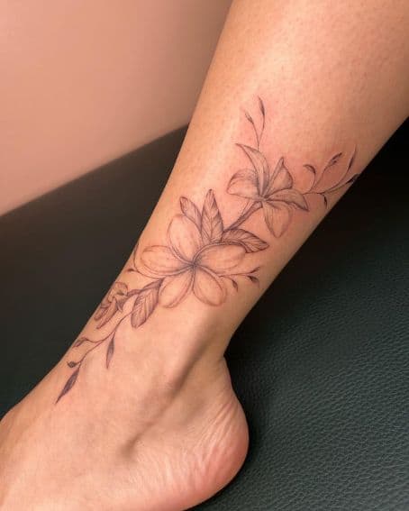 Freehand Plumeria Tattoo Art