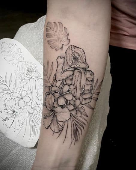 Fun Chameleon Tattoo Design