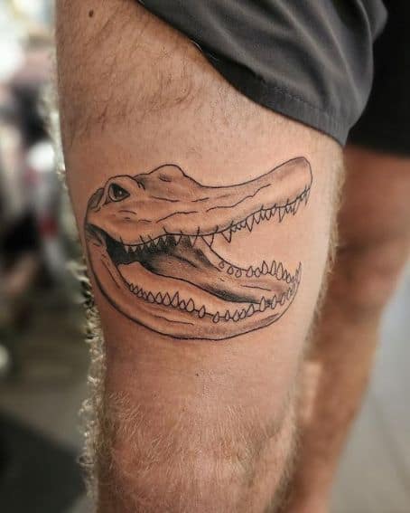 Gator Head Tattoo on Thigh
