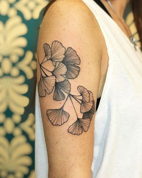 Ginkgo Leaves Tattoo on Side of The Arm