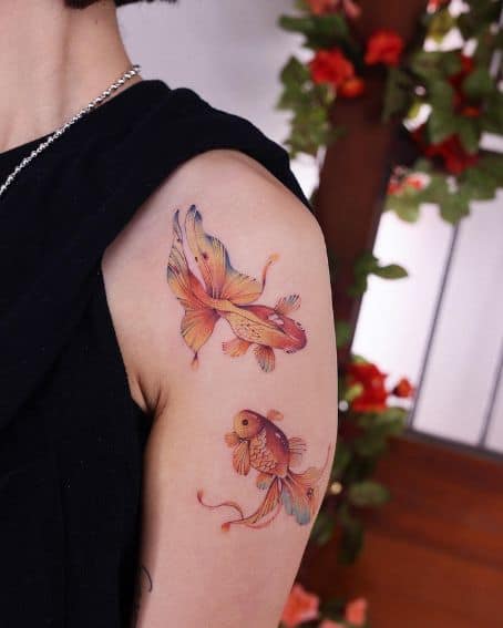 Goldfish Arm Tattoo Design