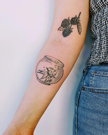 Goldfish in Bowl Tattoo