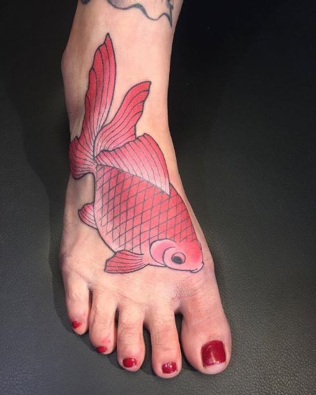Goldfish Tattoo on Leg