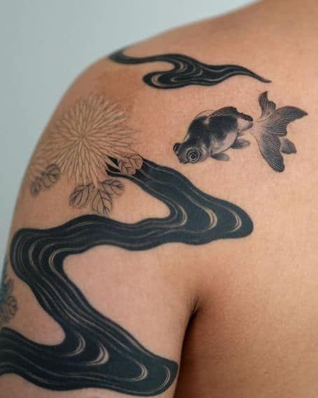 Goldfish Tattoo on Shoulder
