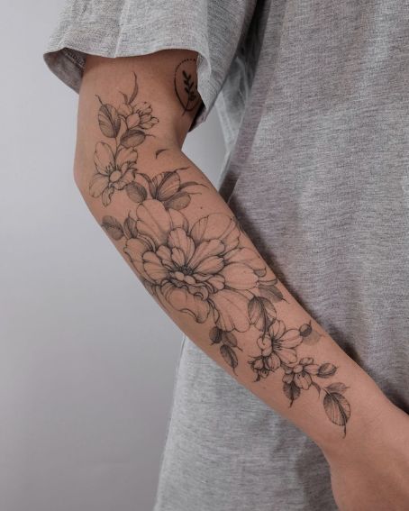 Half Sleeve Magnolia Tattoo