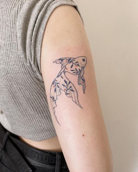 Hand Drawing Goldfish Tattoo