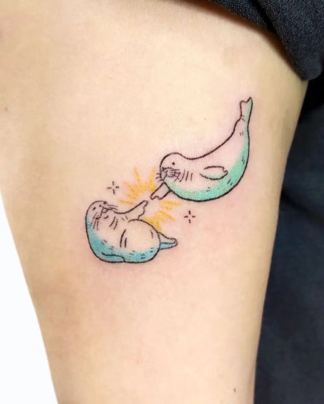 Handpoked Seals Tattoo Design