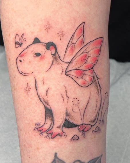 Happy Fairy Capybara Tattoo
