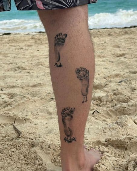 Healed Footprint Tattoo on Leg