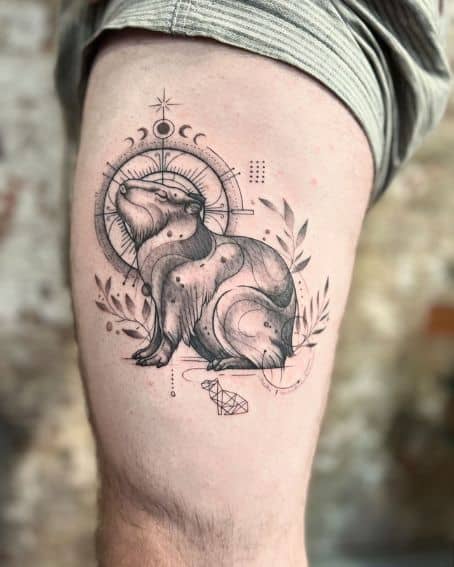 Holy Capybara Tattoo on Thigh