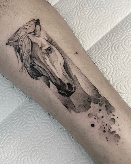 Horse With Abstract Elements Tattoo
