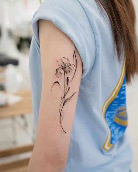 Iris Flower Tattoo on Side Arm