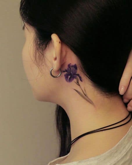 Iris Tattoo Behind The Ear