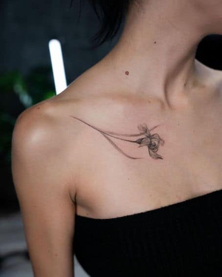 Iris Tattoo on Collarbone