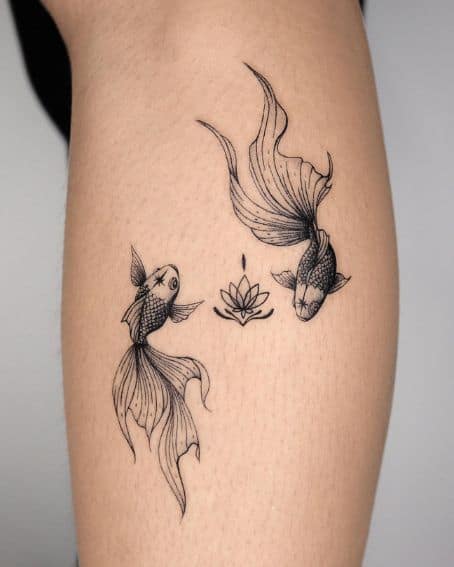 Kissing Goldfish Tattoo