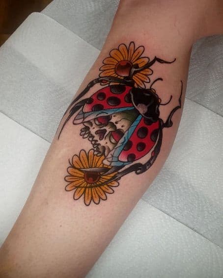 Ladybug Skull Tattoo