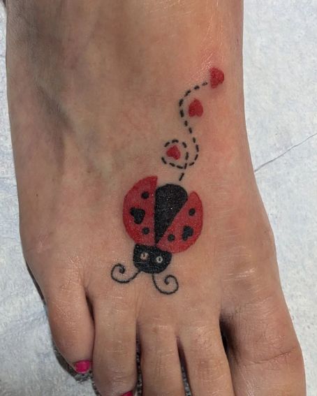 Ladybug Tattoo on Foot