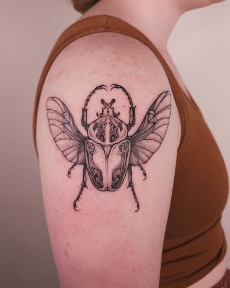 Large Beetle Tattoo Design on Arm