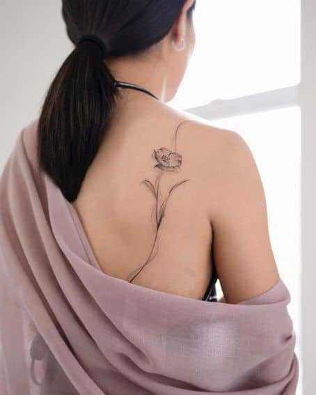 Large Poppy Flower Tattoo on Shoulder