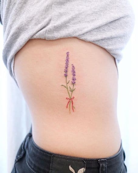 Lavender Tattoo on Ribs
