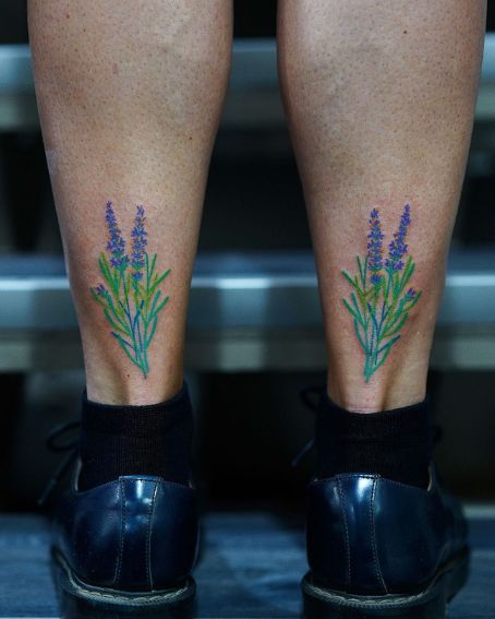 Lavender Tattoos on Back of The Legs