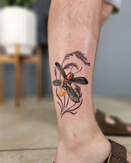 Lightning Firefly Tattoo on Leg