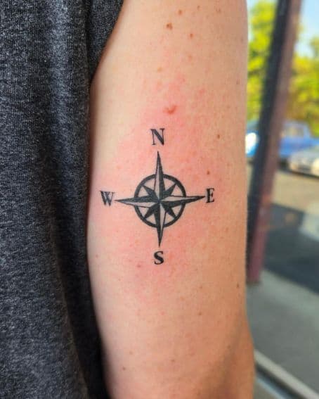 Lil Compass Tattoo Design on Back Arm
