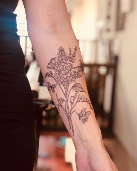 Lilac, Freesia and Lavender Tattoo