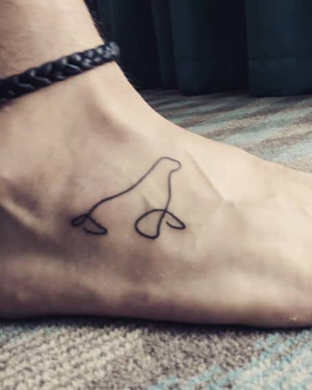 Line Work Seal Tattoo on Foot