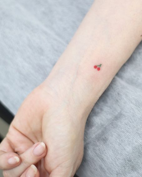 Little Cherry Tattoo on Wrist