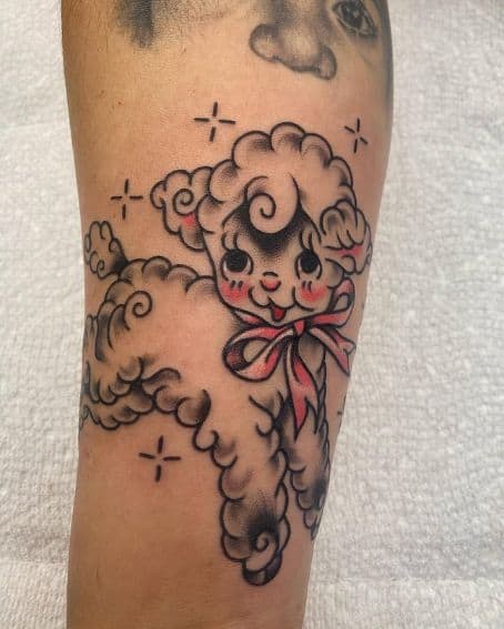 Little Lamb with Sparkle Tattoos