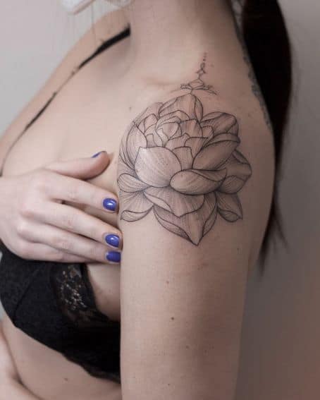 Lotus Flower Shoulder Tattoo Design