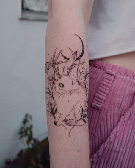 Magical Jackalope Tattoo Design
