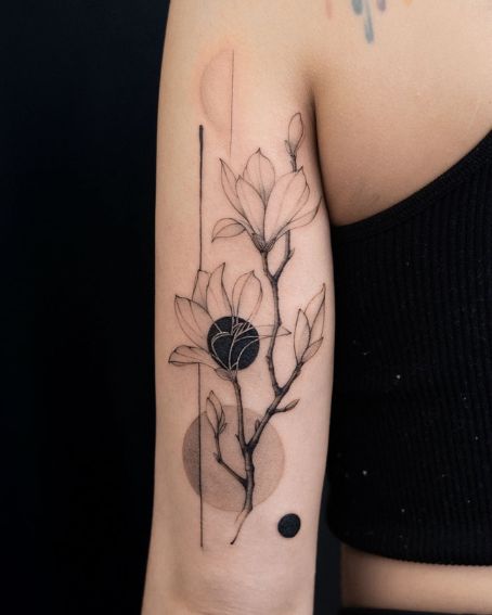 Magnolia Flash Tattoo Design