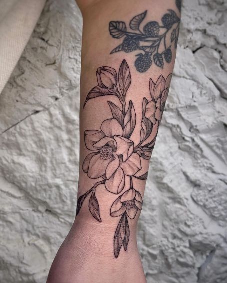 Magnolia Forearm Tattoo Design